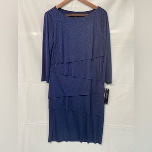Tahari NWT Navy Sparkle Cocktail Dress Size 10